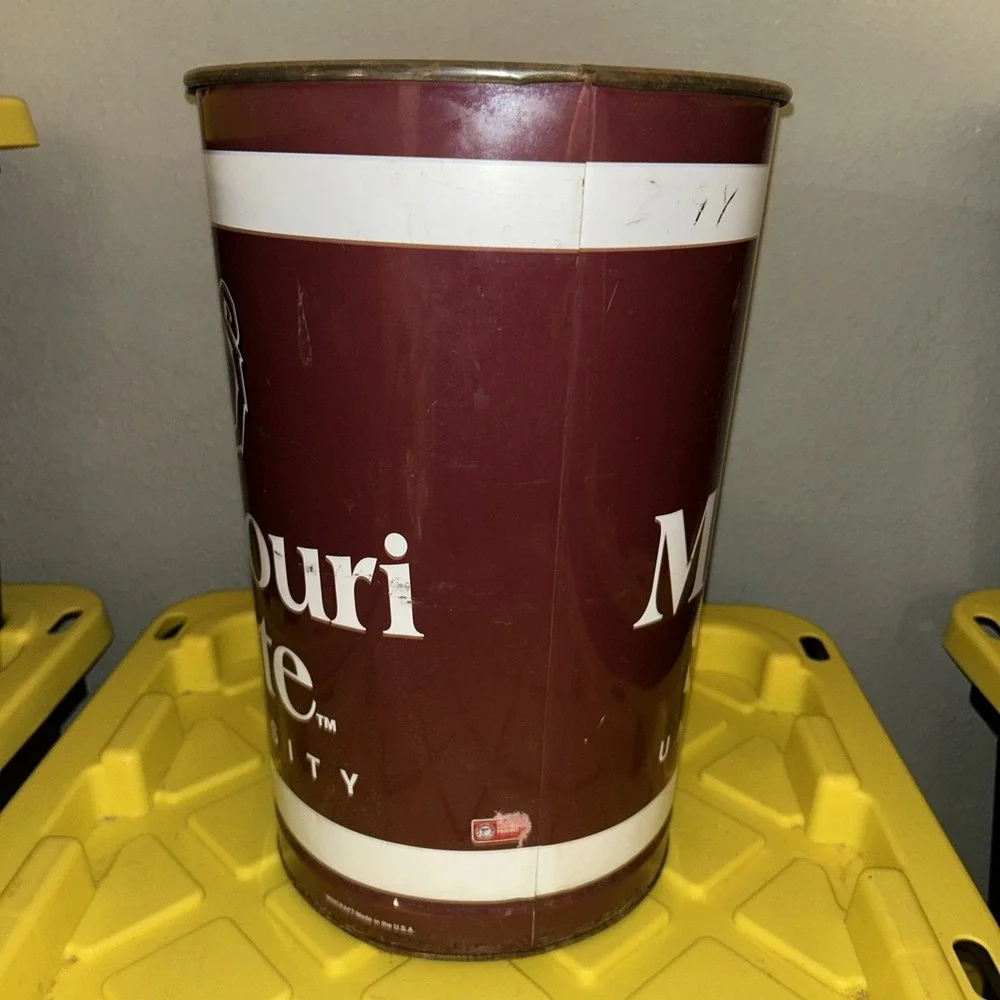 Missouri State University Vintage Metal Trash Can With‎ Some Rust